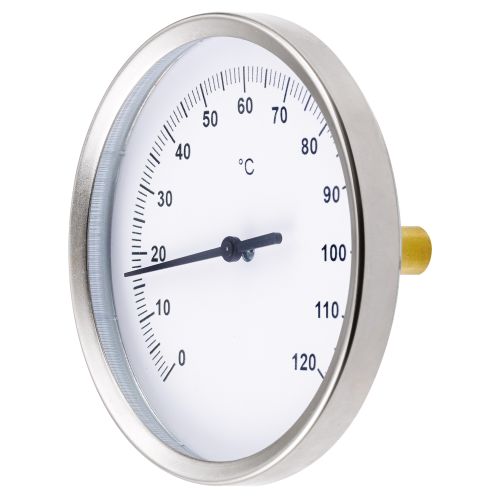 Thermomètre bimétallique Ø100 mm plongeur axial - Doigt de Gant LG 100 mm - L-Pocket 93 mm