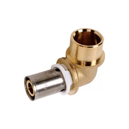 Coude adaptateur laiton à sertir SERTIpress pour raccord tube PER et cuivre