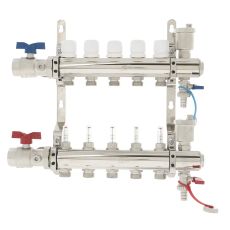 Collecteur laiton nickelé série STC 1'' pour plancher chauffant