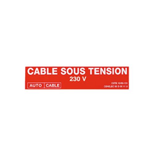Etiquettes autocollantes pour câble chauffant autorégulant - Cable sous tension 230v