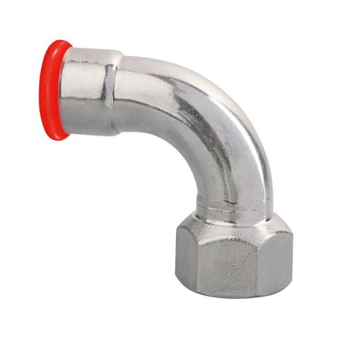 Coude 90° cylindrique femelle acier Carbone électrozingué à sertir SERTIsteel